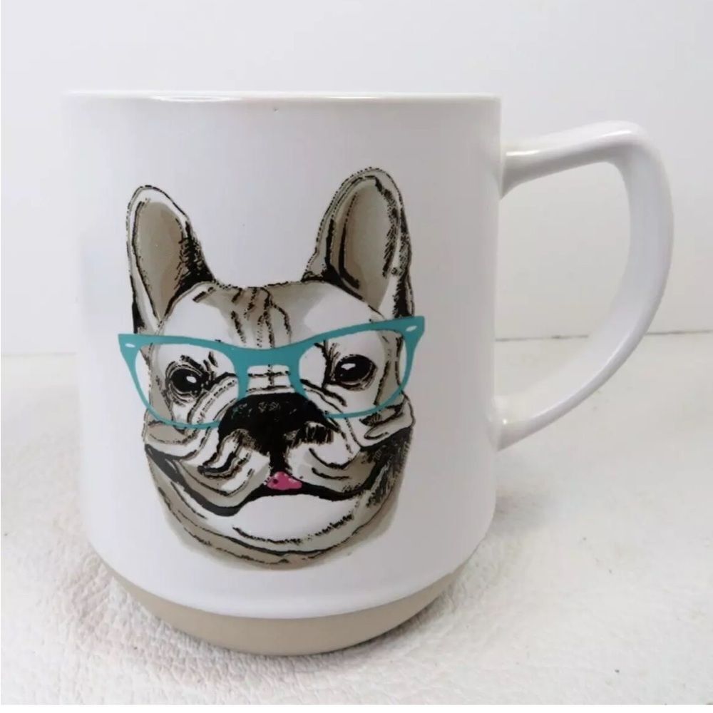 French‎ Bulldog Blue Eyeglasses Coffee Tea Mug 16 oz Capacity Frenchie Dog